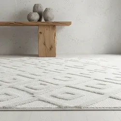 Hochflorteppich TALFER, geometrisch, Creme, 120 x 170 cm