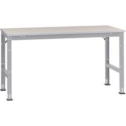 Manuflex AU4177.9006 Arbeits-Grundtisch UNIVERSAL Standard mit Kunststoffplatte, BxTxH = 3000x800x760-870 mm Alusilber