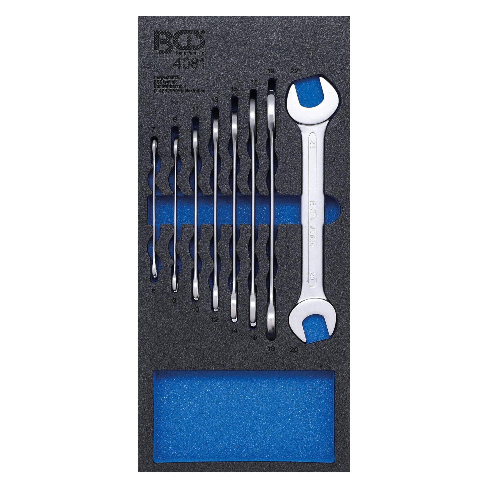 BGS Werkstattwageneinlage 1/3: Doppel-Maulschlüssel-Satz SW 6 - 22 mm 8-tlg. (4081)