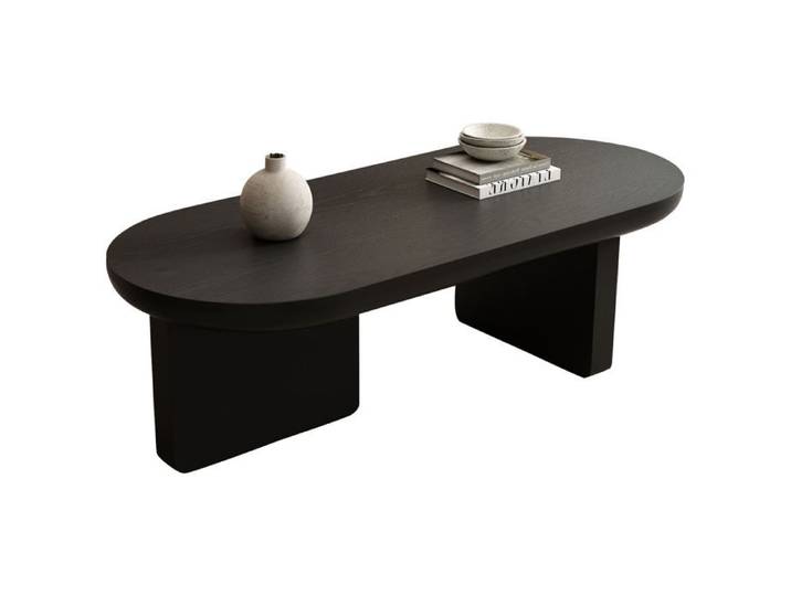 Table basse - WESTYLE - 119 x 49 x 35 cm - Ovale - MDF peint noir - Style industriel