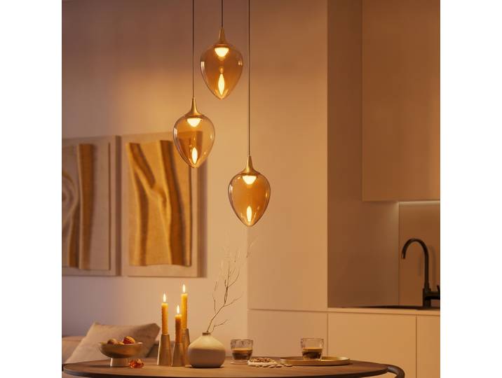 Hanglamp Nali 3-lichts amber glas Lyora - 109155
