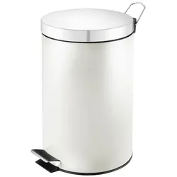 PROREGAL Runder Tretabfallsammler mit herausnehmbaren Kunststoff-Inneneimer | 3 Liter, HxBxT 27x19,5x17cm | Weiß