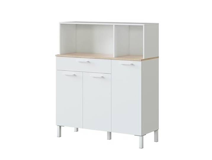habeig Küchenschrank, Singleküche, Küchenregal, Küchenzeile, Schrank, Mehrzweckschrank, matt, weiß, Küche, (126x108x40cm - 9930A)