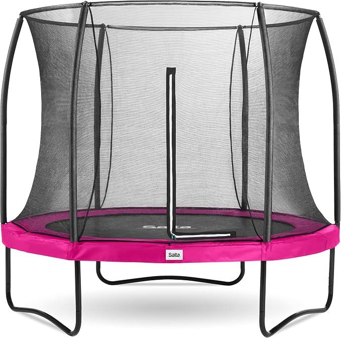 Comfort Edition - ⌀183/213/251/305/366/396/427cm - - Schwarz/Grün/Pink - rundes Outdoor Trampolin, Gartentrampolin - Set mit Sprungmatte, Sicherheitsnetz, Federn, Randabdeckung