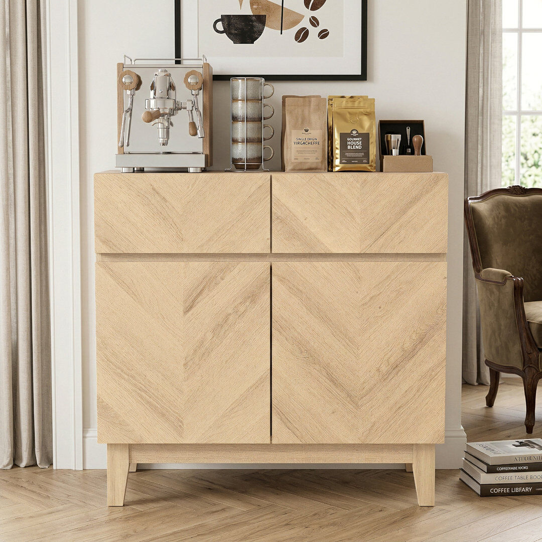 Natur Pur Cartwright Hanwell 2 Door 2 Drawer Sideboard Oslo Oak 76.5cm H X 78.8cm W X 39.8cm D