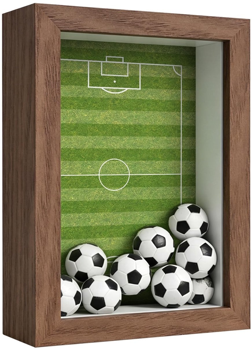 Dailygoods 3D Shadow Box Frame Voetbal - Diepe Houten Fotolijst voor Kinderen