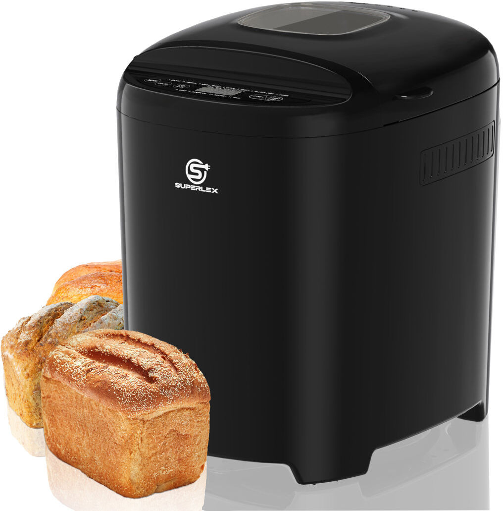 SUPERLEX Automatic Bread Maker,11 Programs,3 Browning Levels,13H Delay Timer & Keep Warm Function Black 0.5 kg;1 kg
