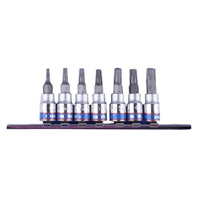 King TONY 2107PR Torx-Bit-Steckschlüssel-Set, 6,35 mm (1/4 Zoll), manipulationssicher, 7-teilig (2107PR)