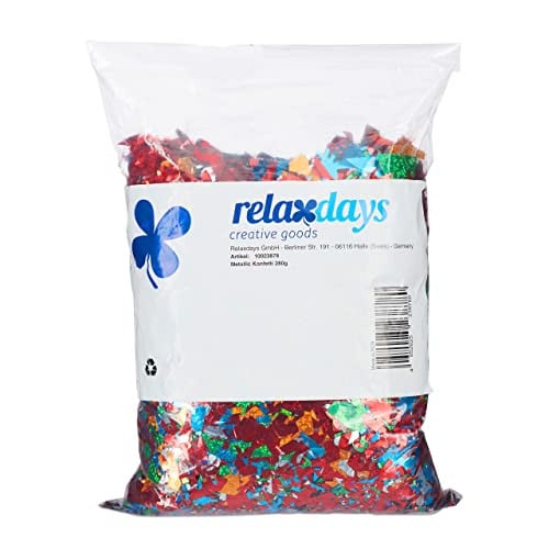 Relaxdays 2 x XXL metallic confetti zakken, kleurrijk, multicolor