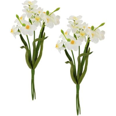 Kunstblume I.GE.A. "Narzissen", weiß, B:18cm H:38cm L:10cm, Polyester, Kunstpflanzen, Sträuße Blumenarrangements Deko Tischdeko Dekopflanze, 2er Set, gelb