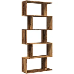 vidaXL Raumteiler-Bücherregal 5 Etagen Altholz-Optik 70x24x161 cm