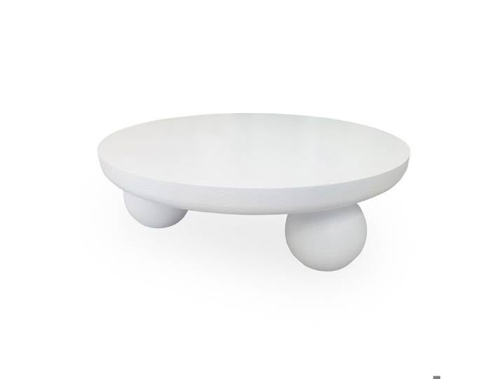 MENZZO Table basse contemporaine design rond Bonnie L100cm texture minérale Blanc