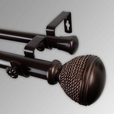 Rod Desyne "Barree Double Decorative Curtain Rod Set, 120"" to 170"", Bronze"