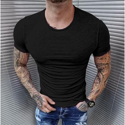 Herren T-Shirt Bambus-T-Shirt Kurzarm Rundhalsausschnitt Sommer Frühling Klassicher Stil Schwarz Weiß Grün Top T-Shirt für Herren