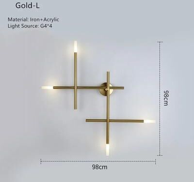 Uplifted Finds Nordic Line Art Wall Lamp   Modern Minimalist Cross Sconce   Creative LED Background Light For Bedside & Living Room gold L cold Light