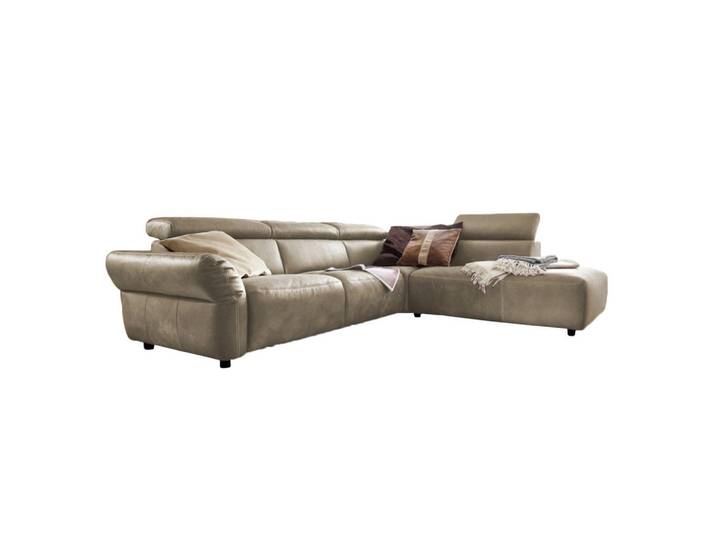 Kawola Ecksofa Motor. Sitzvorzug Riso Grau Leder, Füllung: Schaumstoff, L-Form, 263x240 cm, Wohnzimmer, Sofas & Couches, Wohnlandschaften, Ecksofas