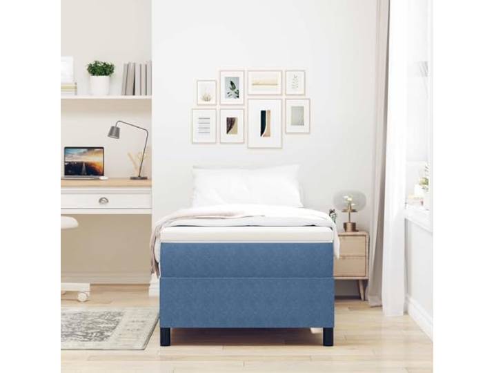 KTHLBRH Bettgestell Plattform blau 100 x 200 cm Stoff aus Cords Feste Latten, Pfostenbeine, Engineering-Holz und massives Kiefernholz, einfache Montage