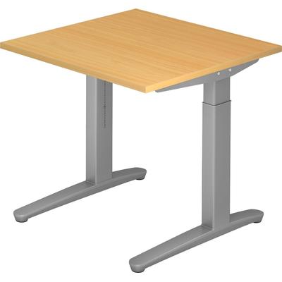 Hammerbacher Schreibtisch C-Fuß 80x80cm Buche/Silber