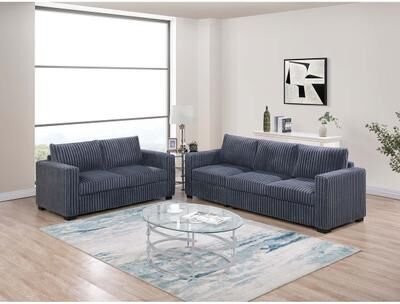 Esofastore Contemporary 2pc Sofa Set Tapered Legs Dark Gray Finish