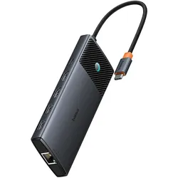 Baseus Metal Gleam II Serie 10-in-1 USB-C HUB Docking Station Cosmic Schwarz (USB-C, 10 Ports), Dockingstation + USB Hub, Schwarz, Grau