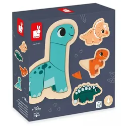 JANOD Holzpuzzles Dinosaurier – Lernspielzeug für Kleinkinder ab 18 Monaten mit wachsendem Schwierigkeitsgrad