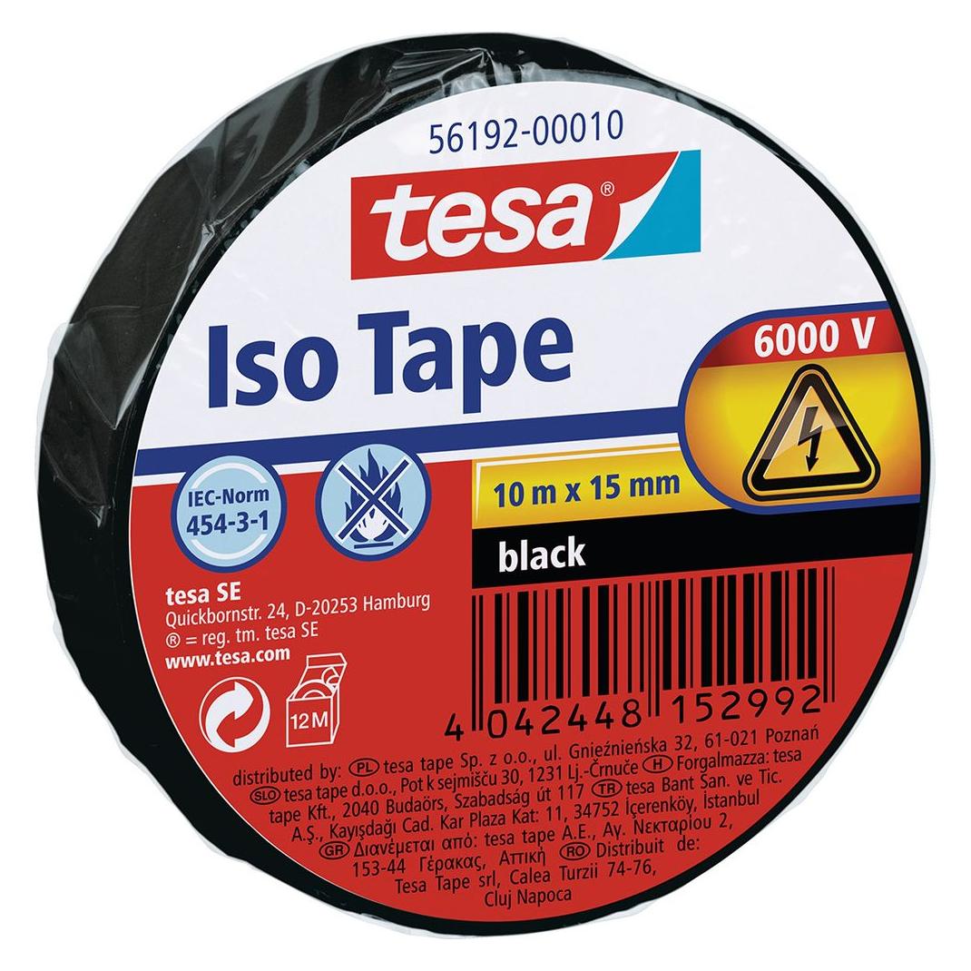tesa Elektro Isolierband, hitzebeständiges Klebeband zum Isolieren, Reparieren & Bündeln (15 mm) (56192-00010-22)