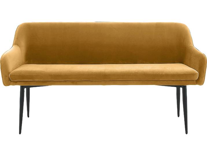 Sitzbank SALESFEVER Komfortable Sitzbank , gelb (senfgelb, schwarz, schwarz), B:160cm H:85cm T:61cm, Metall, Polyester, Sitzbänke, Sitzbank, mit Armlehnen und Rückensteppung