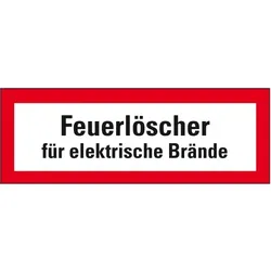 Schild I Feuerwehrschild Feuerlöscher für elektrische Brände, Kunststoff, 210x74mm, DIN 4066