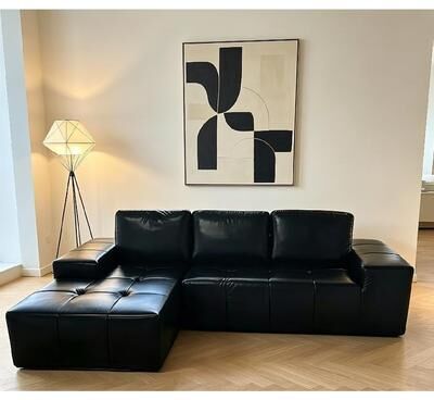 Modern Boneless Cloud Sectional Sofa with Chaise, Faux Leather Upholstery and Memory Foam by GDFStudio