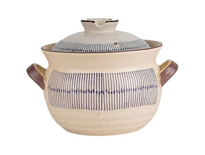 Keramiktopf mit Deckel, Hitzebeständiges Keramik-Kochgeschirr for Reis-Hot Pot, Eintopf, Suppe(3L)