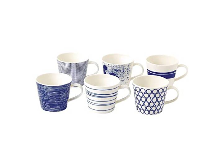 Royal Doulton Pacific 40034459 Kleiner Becher 280 ml, gemischtes 6er-Set, Porzellanblau, 6 Stück