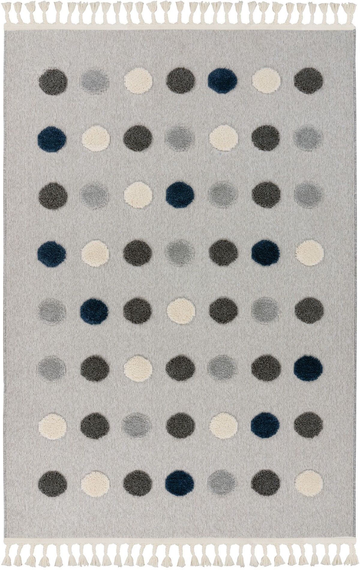 Kinderteppich KAYOOM "Modena 419", grau, B:120cm H:11mm L:170cm, Polypropylen, Teppiche, Kinderteppich, auch in rund, Kurzflor, Hoch Tief, mit Fransen grau B : 120cm 1 Stk., 11mm, L: 170cm
