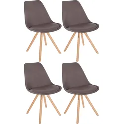 CLP 4er Set Stühle Sofia Stoff Rund   Farbe: taupe, Gestell Farbe: natur (rund)