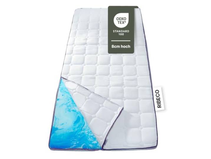 RIBECO GERMANY Gelschaumtopper Aaron, Topper 90x190 cm, 8 cm Höhe hochwertiger Matratzentopper, atmungsaktiver Gelschaum für optimale Druckentlastung