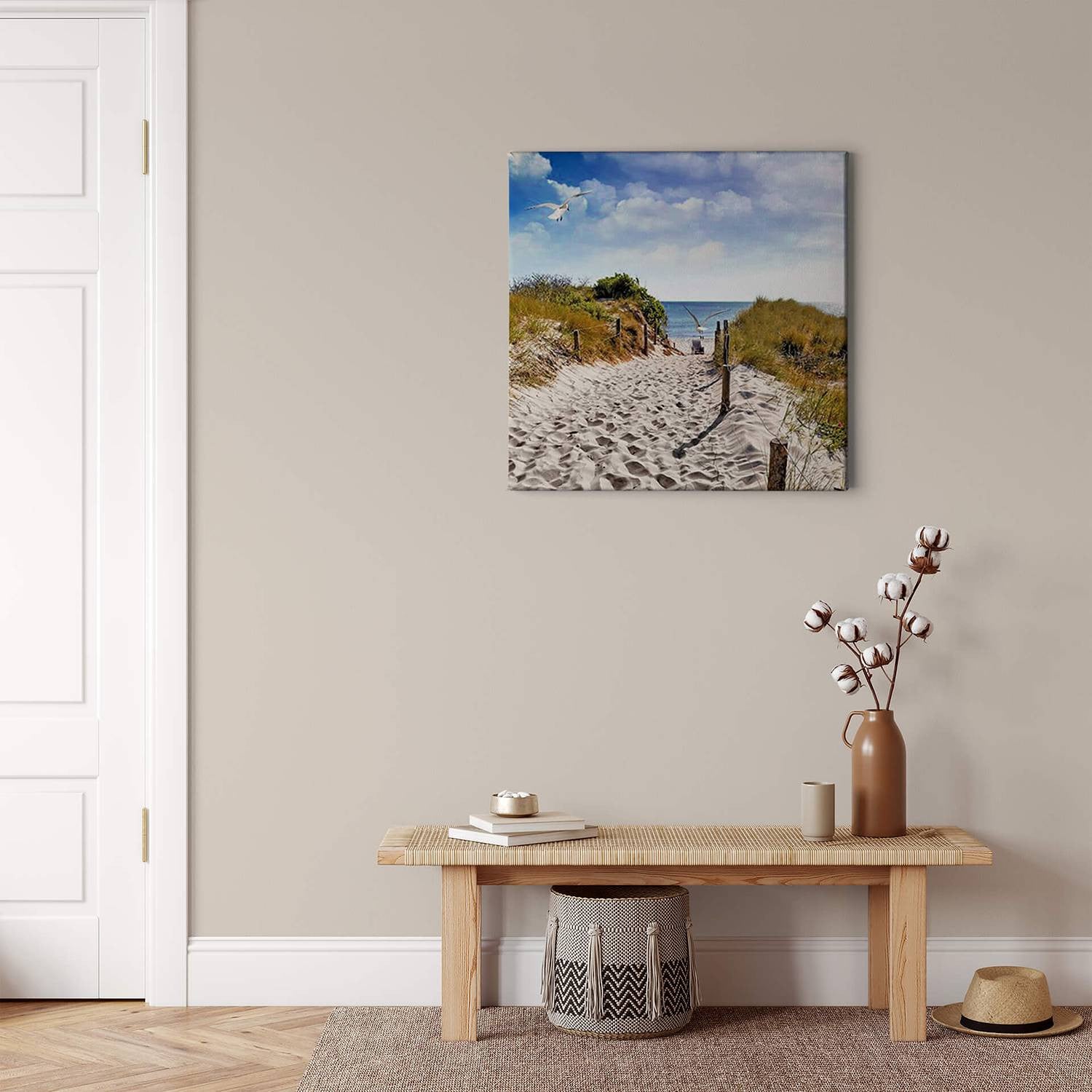 home24 Way To The Beach wanddecoratie, blauw, 50 x 50 cm