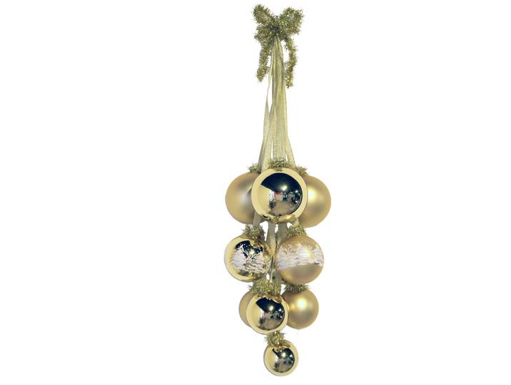 Christbaumschmuck KREBS GLAS LAUSCHA Glaskugel-Gehänge , gold, B:9cm H:35cm T:22cm, Glas, Weihnachtsbaumschmuck, Christbaumschmuck, Christbaumschmuck aus Glas, handgefertigt, Glaskugel Gehänge