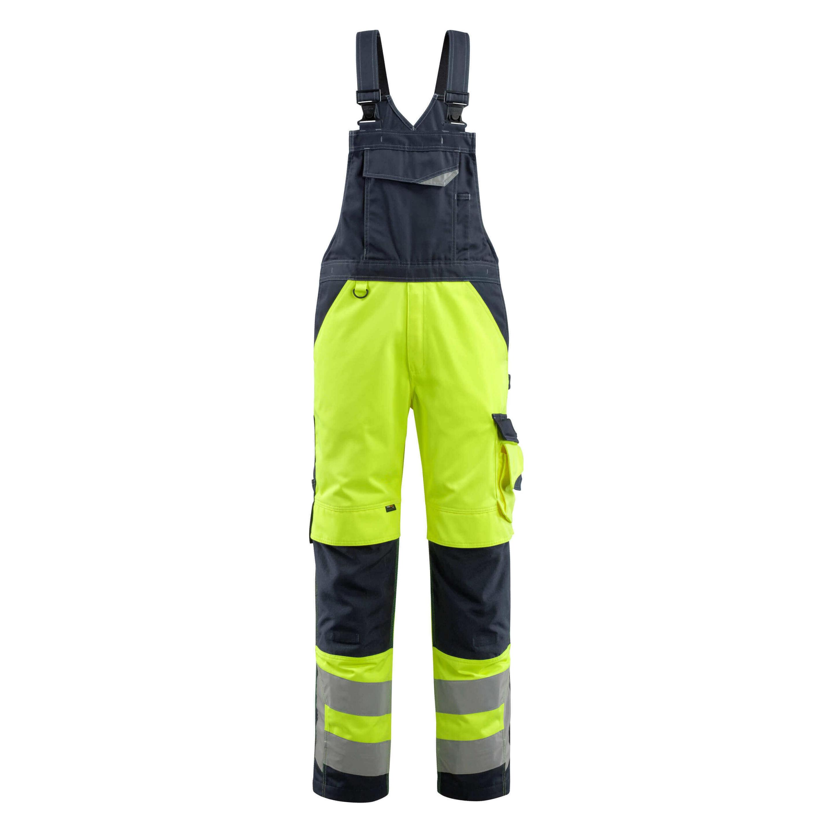Mascot unisex Warnschutz-Latzhose Newcastle gelb, schwarzblau Grösse 58 (58) (5711074280308)