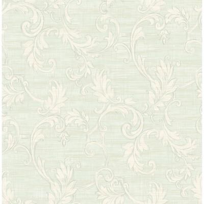 Seabrook Designs Darlene Leaf Scroll Unpasted Wallpaper