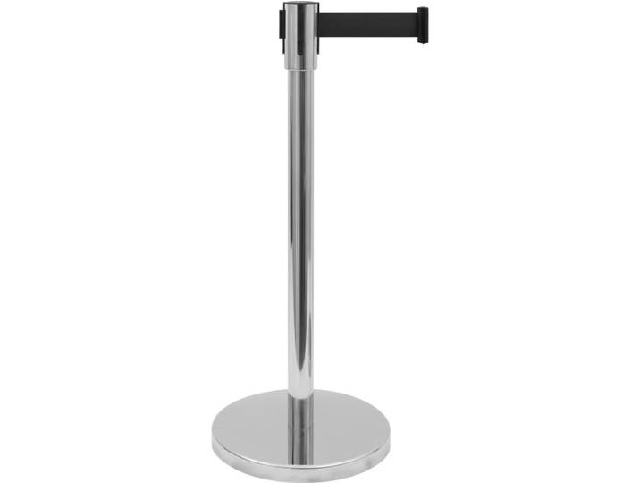 Poteau Barrière - Inox - Ø360x915mm - Courroie 1\,8m Noire - Af 206 S - Saro