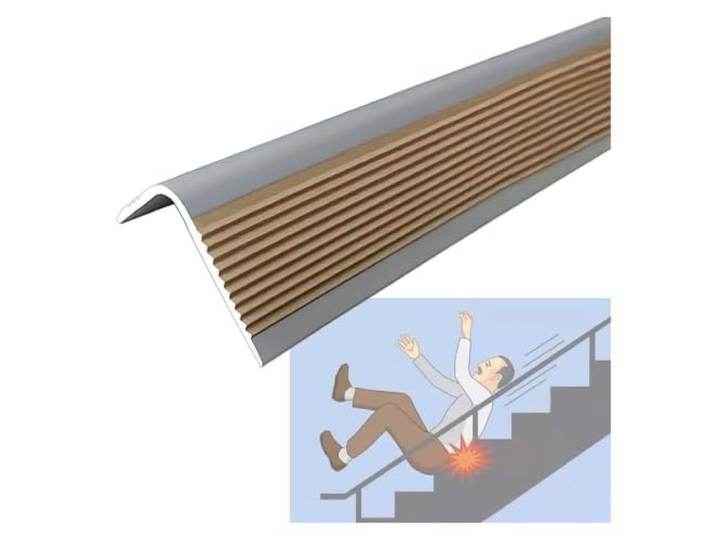 Treppen Kanten Stufenkantenprofil PVC Eckenschutz In L-Form 5.0m 10m Selbstklebend Stufen Kanten Freier Schnitt Treppenkantenschutz, Wasserdicht Und Rutschfest(Brown,10m/33ft)