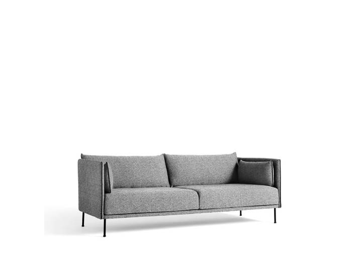 HAY Silhouette 3-Sitzer Sofa Olavi 03 grey-schwarz Metallbeine
