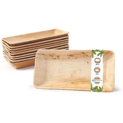 BIOZOYG 400 Stück Dipschälchen 125ml rechteckig Einwegschälchen Palmblattschälchen Snackschälchen, kompostierbar, ideal für Fingerfood und Snacks