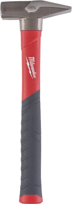 Milwaukee Fiberglas Schlosserhammer, Stiel mit Softgripummantelung, hoher Anwenderkomfort, DIN 1041 (500 g) (4932478663)