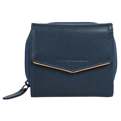 Geldbörse BRUNO BANANI "BRUNO BANANI Damen echt Leder", Damen, blau, Leder, leicht glänzend, unifarben, Kleinlederwaren, echt Leder