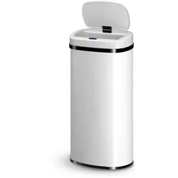 Juskys Automatik Mülleimer mit Sensor 70L - Abfalleimer mit elektrischem Deckel rechteckig - Weiß