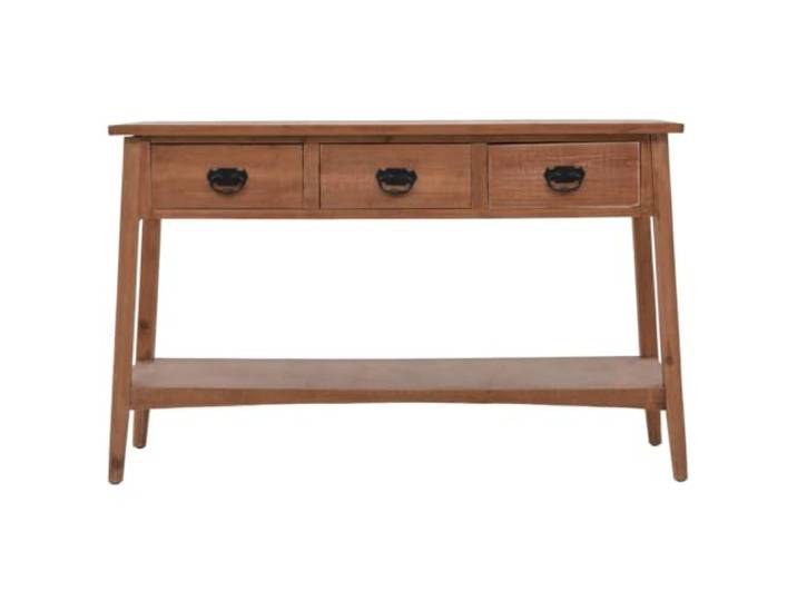 Couchtisch Konsole Massivholz Tanne 126x40x77,5 cm Braun Massives Tannenholz, rustikaler Charme, stabile Ausführung, einfache Montage, Tischplatte zur Dekoration, viel Stauraum