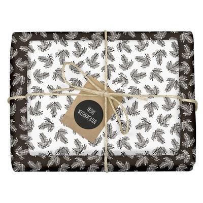 Geschenkpapier Set Weihnachten: schwarz-weiße Tannenzweige