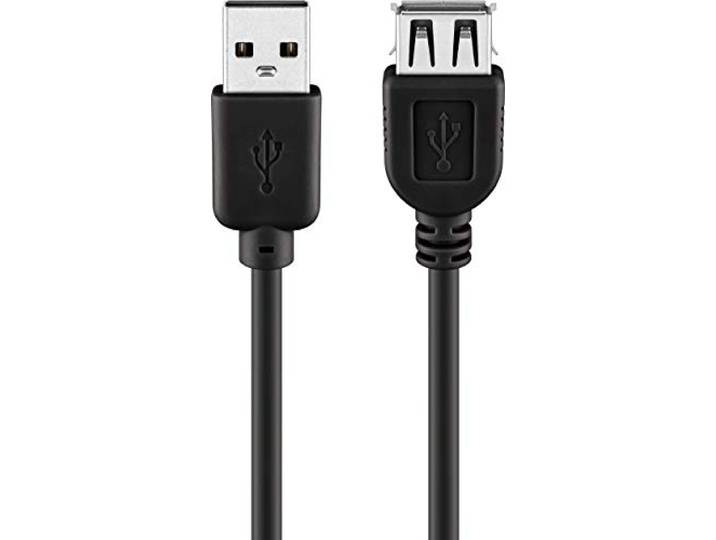 USB-verlengkabel, USB-stekker naar type A-aansluiting, 480 Mbits, 5 m, zwart