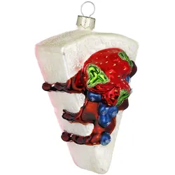 Holly & Jolly Tortenstück Beeren Glas 9cm Christbaumschmuck Weihnachtskugeln Fruchttorte creme