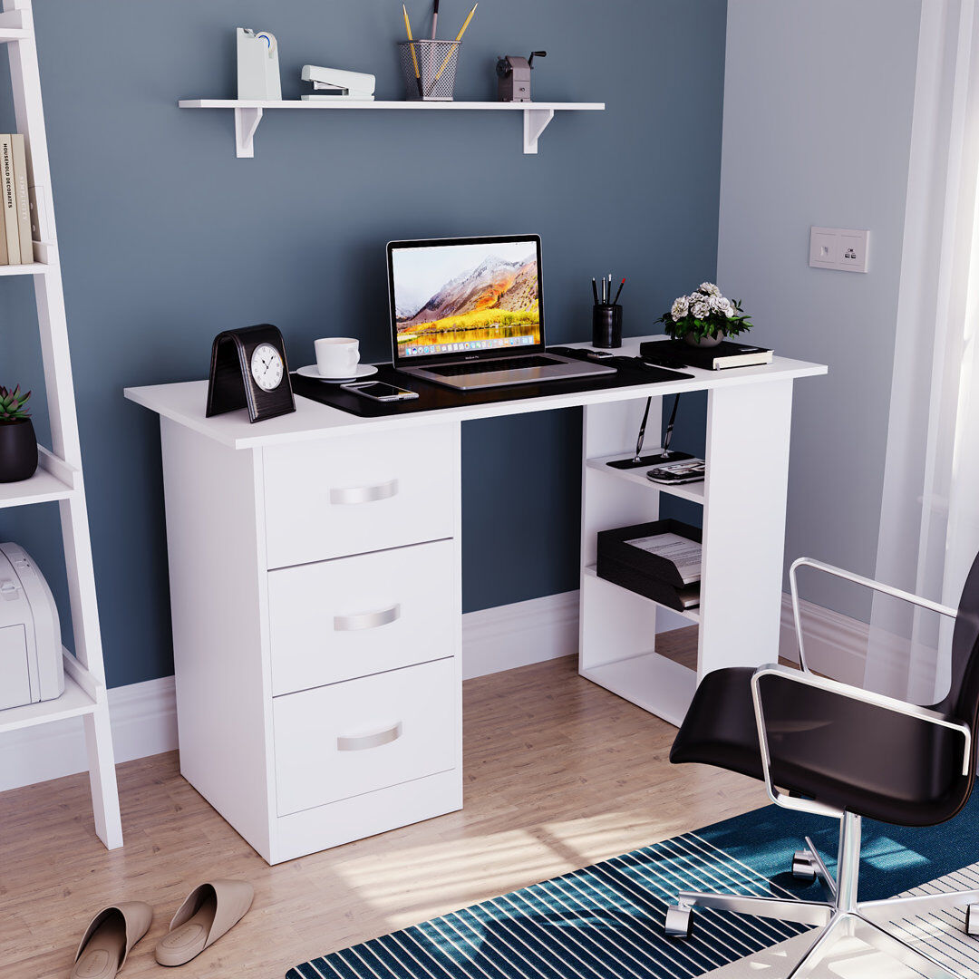 Latitude Run Muskoka Computer Desk White 72cm H X 120cm W X 49cm D